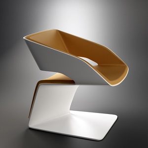 Colección de Sillas de Fibra de Vidrio con Respaldo de Diseño Artístico, Formas Únicas, Color Negro y Blanco, para Recepción - Product Image 1