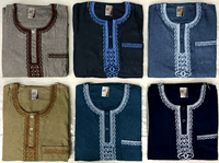 CCY Thobe d'été en coton et lin pour homme, style marocain, manches courtes, Qamis, Robe de Ramadan, Boubou Homme, Ensemble Thobe pour garçons