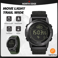 Jam Tangan Multifungsi North Edge LITECORE untuk Pria, Jam Olahraga Hiking Outdoor dengan Kompas, Pedometer, Tahan Air, Jam Elektronik