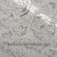 Mosaïque de mosaïque en marbre blanc et vert Ming