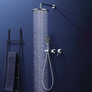 Ensemble <span class=keywords><strong>de</strong></span> robinetterie <span class=keywords><strong>de</strong></span> douche ronde à haute pression avec pommeau <span class=keywords><strong>de</strong></span> douche pluie et douchette à main pour accessoires <span class=keywords><strong>de</strong></span> salle <span class=keywords><strong>de</strong></span> bain - Product Image 1