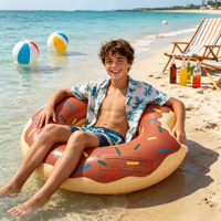 Bouée gonflable design donut pour la plage, le lac et la piscine, pour enfants, adolescents et adultes