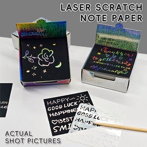 Trẻ em mới đầy màu sắc ghi chú đầu laser học sinh người lớn vẽ cuốn sách tô màu graffiti tin nhắn giấy cào - Product Image 2