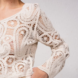 Ensemble deux pièces en coton personnalisé : haut brodé ajouré à manches longues et robe ajustée de haute qualité - Product Image 5