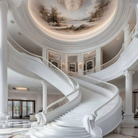 Escalier en colimaçon économique moderne de Foshan, forme incurvée, double hélice, pour intérieur, avec rampe en bois, fer et acier, escalier rond