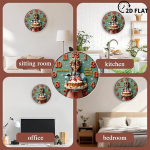 Round Wooden Wall <b>Clock</b> Retro Farm Design 25x25Cm Silent Non Ticking Countryside Home Decor - Product Image 3