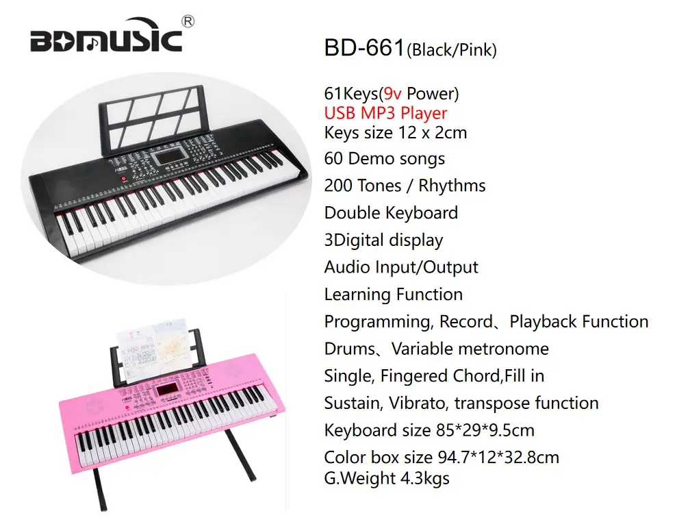 새로운 성인 음악 악기 신디사이저 전자 피아노 키보드 61 키 전문 판매