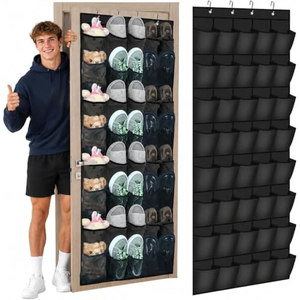 Organisateur de chaussures à suspendre sur porte avec 40 grandes poches en filet et crochets métalliques pour placard, entrée, chambre, dortoir - Product Image 1