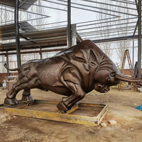 Estatua de Bronce de Toro de Wall Street a Tamaño Real, Fundición por Cera Perdida, Escultura de Metal para Jardín Exterior, Producto de Artesanía en Latón