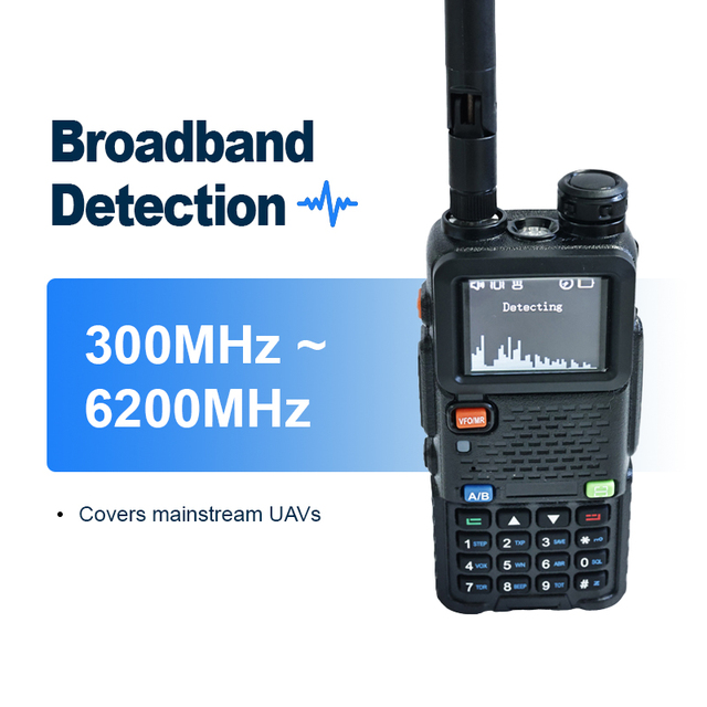 Handheld Drone Detector 2KM Alarm Dji FPV 300M~6000Mhz Anti UAV 2.4G 5.8G RF Wireless Signal Portable Detection System Security