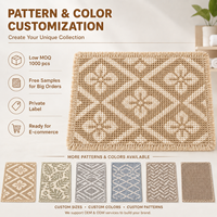 Tapis de bain en microfibre polyester contemporain, motif personnalisé, tissage gaufré, antidérapant, absorbant, 1500 GSM, respectueux de l'environnement