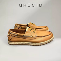 Espadrilles sportives pour hommes en cuir véritable marron, à lacets, respirantes, légères, avec semelle intermédiaire en EVA, chaussures décontractées pour la marche, printemps automne