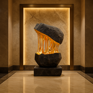 Изготовленная на заказ роскошная скульптура из стекловолокна с золотым покрытием, современное искусство для лобби отелей и коммерческих пространств, высококачественное украшение - Product Image 1