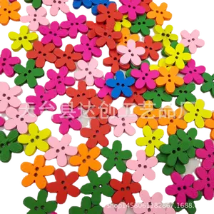 HY harga pabrik langsung DIY20mm plum kancing kayu anak bayi kartun lucu dekoratif tujuh warna bunga