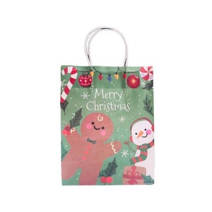 Christmas Printed Kraft Paper Gift Bags With Twisted Handle Holiday Shopping <b>Party</b> Favor Packaging Paper Bag - Product Image 3