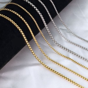 Stainless Steel Square Chain Necklace 18k Gold Plated Geometric Minimalist Unisex Fashion Jewelry Gift - Product Image 5