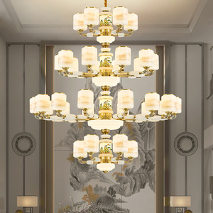 New Chinese Style Chandelier H65 Copper Material Round Multi Head <b>Led</b> <b>Light</b> For Living Room And Bedroom - Product Image 2