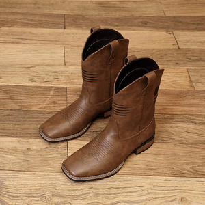 Botas Vaqueras Occidentales para Hombre, Talla Grande 16, Bordado Clásico, Estilo Biker Rockabilly, Tacón Cuadrado, para Todas las Temporadas - Product Image 3