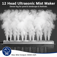 Brumisateur Ultrasonique 12 Têtes 9000ml/H, Atomiseur Ultrasonique 400W pour Bassin avec Flotteur, Halloween, Étanche IP67