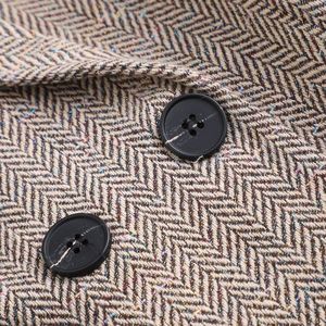 Women's Wool Blazer Khaki Solid Color Pocket Design Autumn Winter Casual Fit - Product Image 4