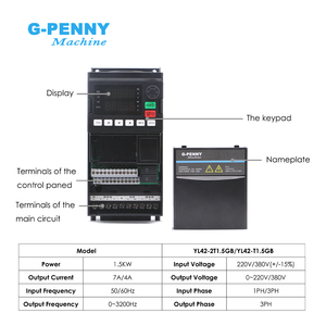 G-Penny ชุดมอเตอร์แกนหมุนระบายความร้อนด้วยอากาศหน้าแปลน ER11 1.5KW สี่เหลี่ยมพร้อม YL42 1.5KW อินเวอร์เตอร์ VFD แบริ่ง220V/380V 24000rpm - Product Image 3
