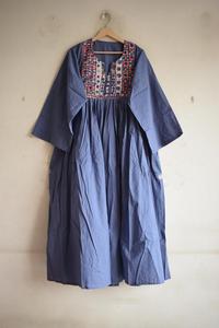 Long Embroidered Maxi <b>Dress</b> | Handmade Cotton <b>Dress</b> | <b>Bohemian</b> Oversized <b>Dress</b> | Ethnic Summer <b>Dress</b> | Afghani Neck Yoke <b>Dress</b> - Product Image 5