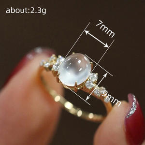 Bague pour femme Q895 en or massif 18 carats avec diamant rond brillant naturel et perle, bijoux de fiançailles - Product Image 4