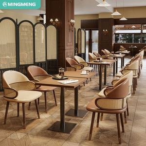 Ensembles de table à manger et de chaises en bois de rotin de luxe Chaise Salle Manger Canapé Mobilier de stand pour restaurants et hôtels - Product Image 4