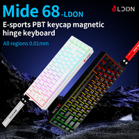 LDON 68 Keyboard Laser Mekanik Hot-Swappable dengan Sumbu Magnetik, Aluminium Alloy, Polling Rate 8000Hz, Type-C, RGB, Kompetitif untuk Desktop