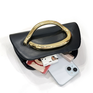 Borsa Clutch Elegante da <span class=keywords><strong>Donna</strong></span> MIYIN, con Manico in Metallo Dorato e Tracolla Staccabile, Chiusura Magnetica - Borsa da Sera in Pelle PU Liscia - Product Image 4