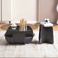 Table basse ronde Hanyee 2025, nouveau design, en bois croisé, noir, blanc, couleur naturelle, avec verre trempé, pour la maison, l'appartement