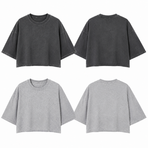 T-shirt court oversize pour femme, coupe ample, épaules tombantes, manches courtes, style streetwear décontracté, tee-shirt uni en mélange de coton - Product Image 2