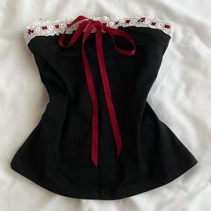 Corbata elegante de talla grande para mujer con pajarita Tops Y2K Suit Breastplain Color sólido Slim Sexy Camiseta de poliéster - Product Image 5