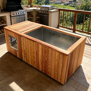 Baignoire de glace moderne en cèdre rouge et acier inoxydable 304, écologique, avec refroidisseur, pour usage extérieur et hôtelier, <span class=keywords><strong>spa</strong></span> domestique personnalisé de haute qualité - Product Image 1
