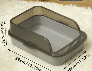 Bac à litière pour chat extra large semi-fermé de conception ouverte Matériau PP durable Toilette anti-éclaboussures de grande taille facile à nettoyer - Product Image 3