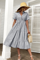 Robe pull décontractée à manches courtes et à encolure ras du cou pour femmes, élégante et décontractée