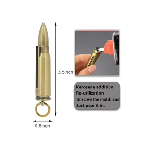 Encendedor de Queroseno Portátil Metálico con Forma de Bala y Cadena para Llaves, Encendedor de Queroseno de 10.000 Usos, Colgante Encendedor de Fuego - Product Image 4