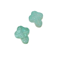 Perles en verre transparentes 15*12mm, bijoux chrétiens, croix à trou droit, accessoires de perlage DIY