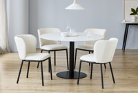 Table à manger ronde en céramique de 4-6 places assises avec base en métal pour le café, le restaurant et la salle à manger.