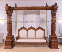 Balançoire rectangulaire moderne en teck style Rajwada avec sculpture d'aigle, faite à la main, réglable, en bois massif, pour salon intérieur, Jhula pour la maison