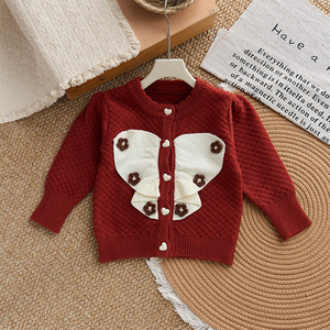 Maglione lavorato a <span class=keywords><strong>maglia</strong></span> con decorazione a farfalla <span class=keywords><strong>bianca</strong></span> abbinata da ragazza autunno inverno maglioni da ragazza - Product Image 2