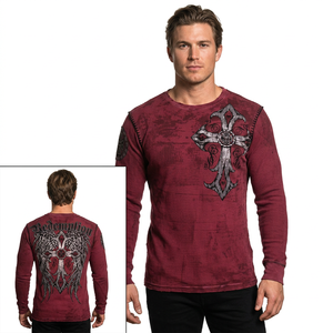 T-shirt ample à manches longues pour homme, col rond, imprimé numérique, mélange de coton, motif vintage ange, référence 0511 - Product Image 3
