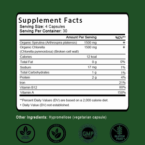 Cápsulas de Espirulina y Chlorella 3000mg, Venta Caliente OEM/ODM, Apoya el Sistema Inmunológico y Antioxidantes, Vitaminas Veganas y Proteínas - Product Image 2