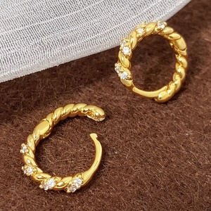 New Arrival <b>Earrings</b> <b>Women</b> Jewelry 18K Gold Plated Zirconia Gemstone Twisted Huggie <b>Earrings</b> <b>for</b> Girl - Product Image 5