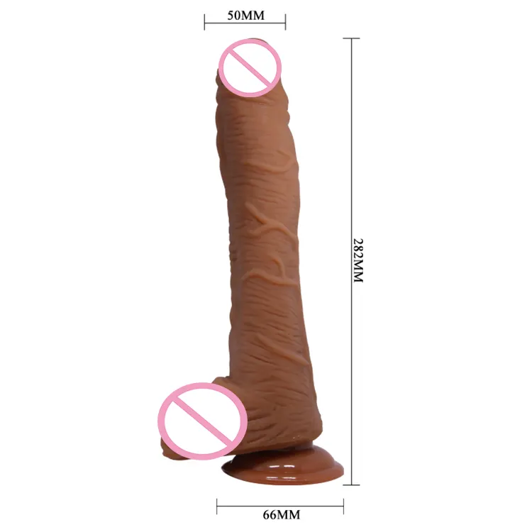 Dildo vibrador realístico de 11 polegadas 282mm, brinquedo sexual adulto para mulheres, flexível e resistente, com ventosa