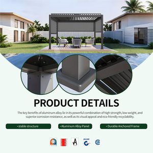 Pérgola Grande para Exteriores con Marco <span class=keywords><strong>de</strong></span> Celosía, Puerta <span class=keywords><strong>de</strong></span> <span class=keywords><strong>Entrada</strong></span>, Área <span class=keywords><strong>de</strong></span> Recreación, Pérgola Retráctil Independiente <span class=keywords><strong>de</strong></span> Aluminio - Product Image 6