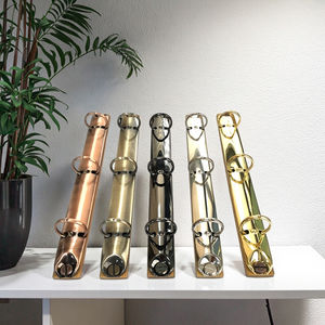 Оптовая продажа, канцелярские товары, брендовые антикварные латунные золотистые черные серебряные кольца с <span class=keywords><strong>3</strong></span> отверстиями, переплет для альбома для ноутбуков - Product Image 1