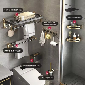 Tekli Siyah Altın Modern Paslanmaz Çelik Havlu Askısı Yapışkanlı Duvara Monte Banyo Havlu Askılığı Deliksiz Banyo - Product Image 2