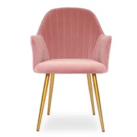 Fabrik direkt Sessel Französisch gepolsterter Sessel Moderner rosa Samt Esszimmers tuhl mit goldenen Beinen