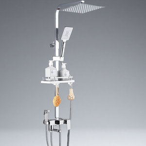 Brass treo tường 4-chức năng vòi hoa sen đặt lượng mưa Mixer vòi và Douche với Chrome kết thúc phòng tắm vòi Bộ dụng cụ - Product Image 1